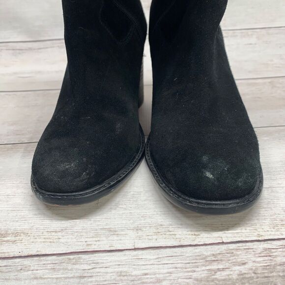 KDB SUEDE BOOTS OVER THE KNEE ANTHROPOLOGIE LOGAN BLACK 10 HEELS - Picture 11 of 16